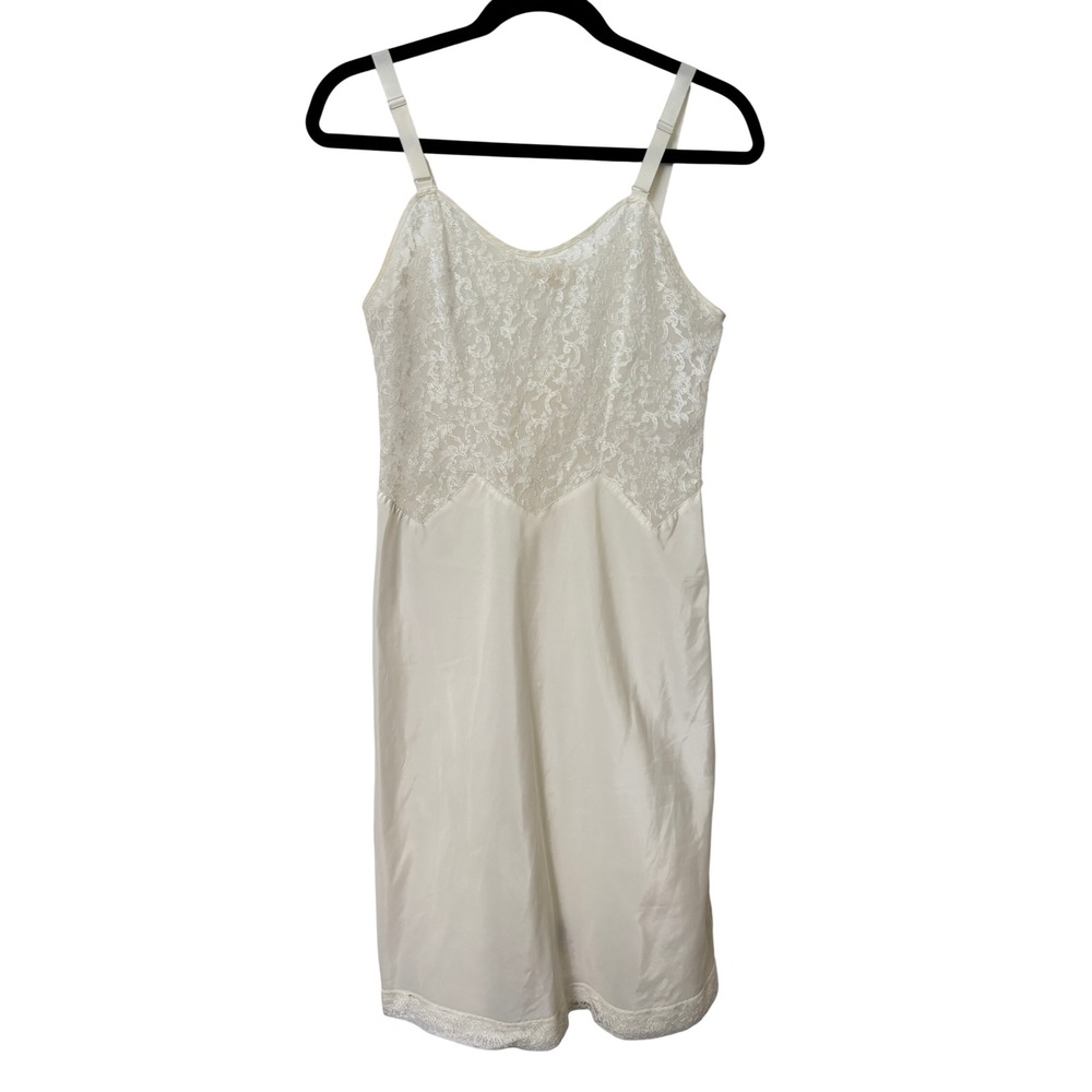 Vintage Barbizon Camiflirt Tafredda Lace Full Slip Dress Cream Little Miss 15